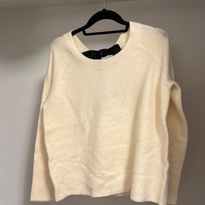 J Crew S White Sweater with Velvet Black Bow tie on back